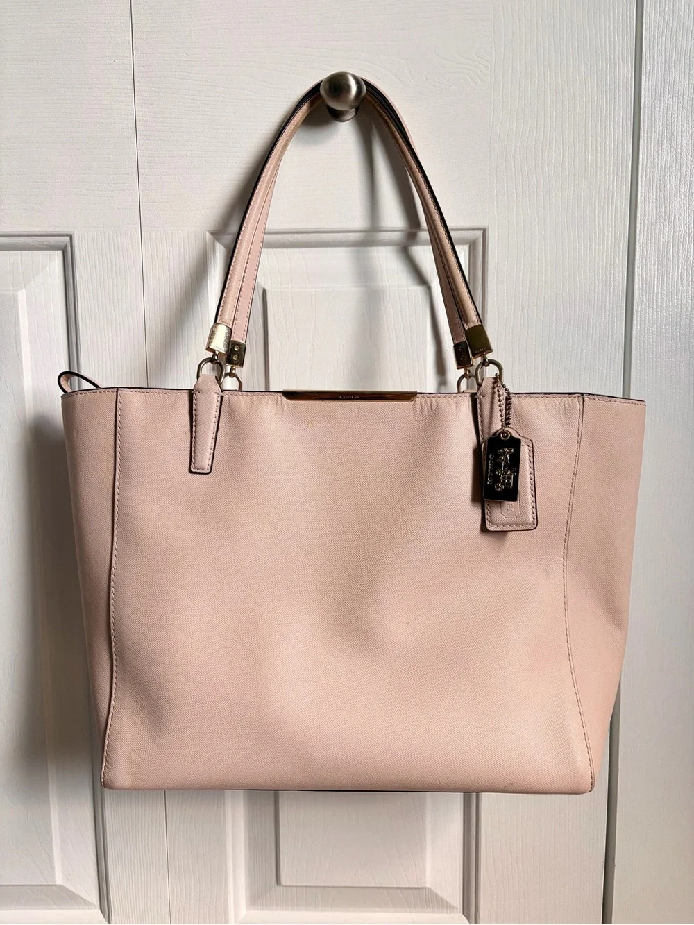 Coach Madison Saffiano Leather East West Tote Bag in Blush Pink